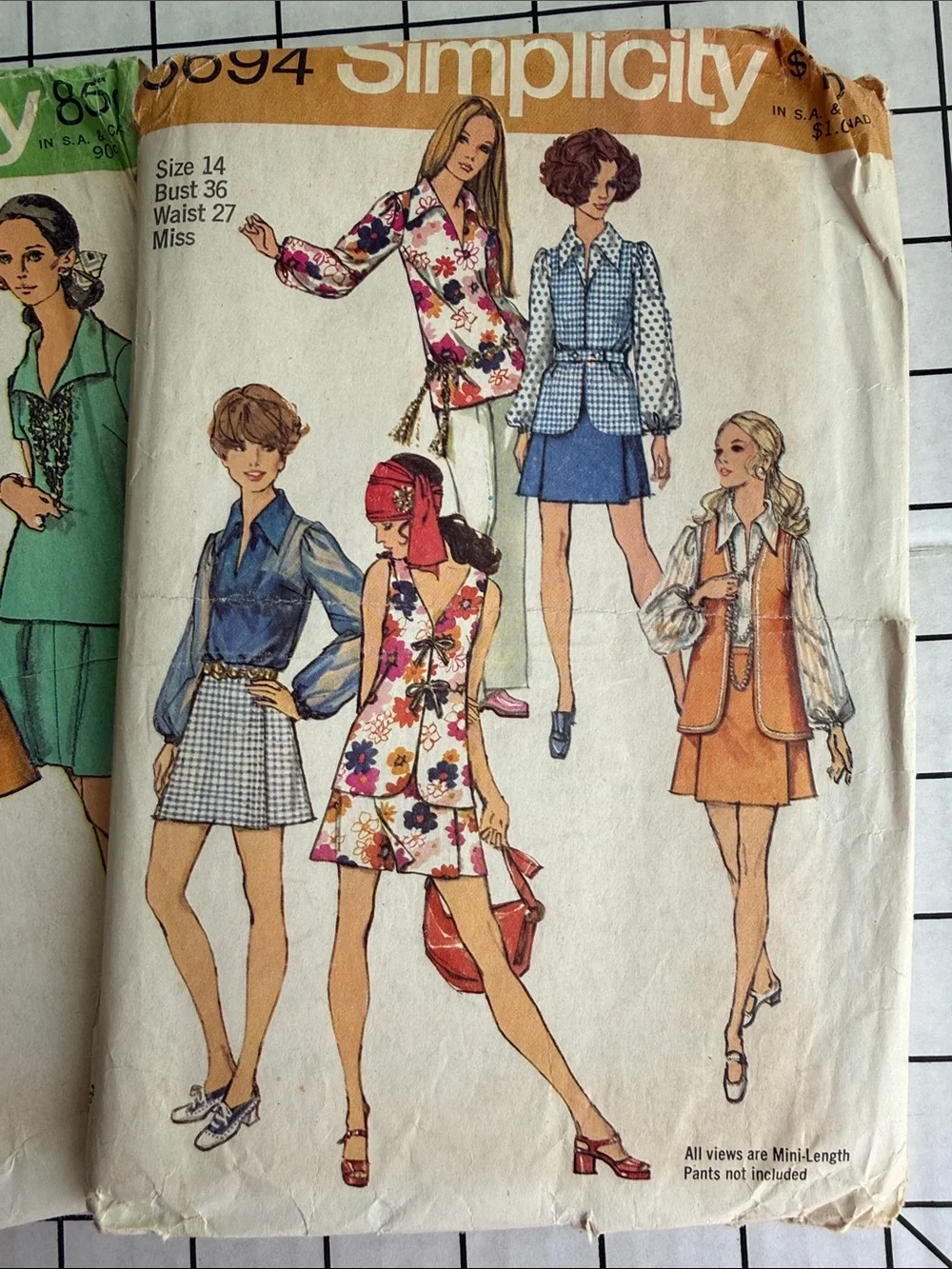 Lot of 3 Vintage Simplicity Sewing Patterns 8196 8694 8844 Complete Cut 1969-70